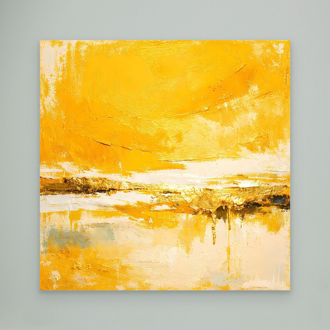 Leinwand Abstraktes Gemälde in Sonnengelb und Gold | Modernes Abstraktes Wandbild