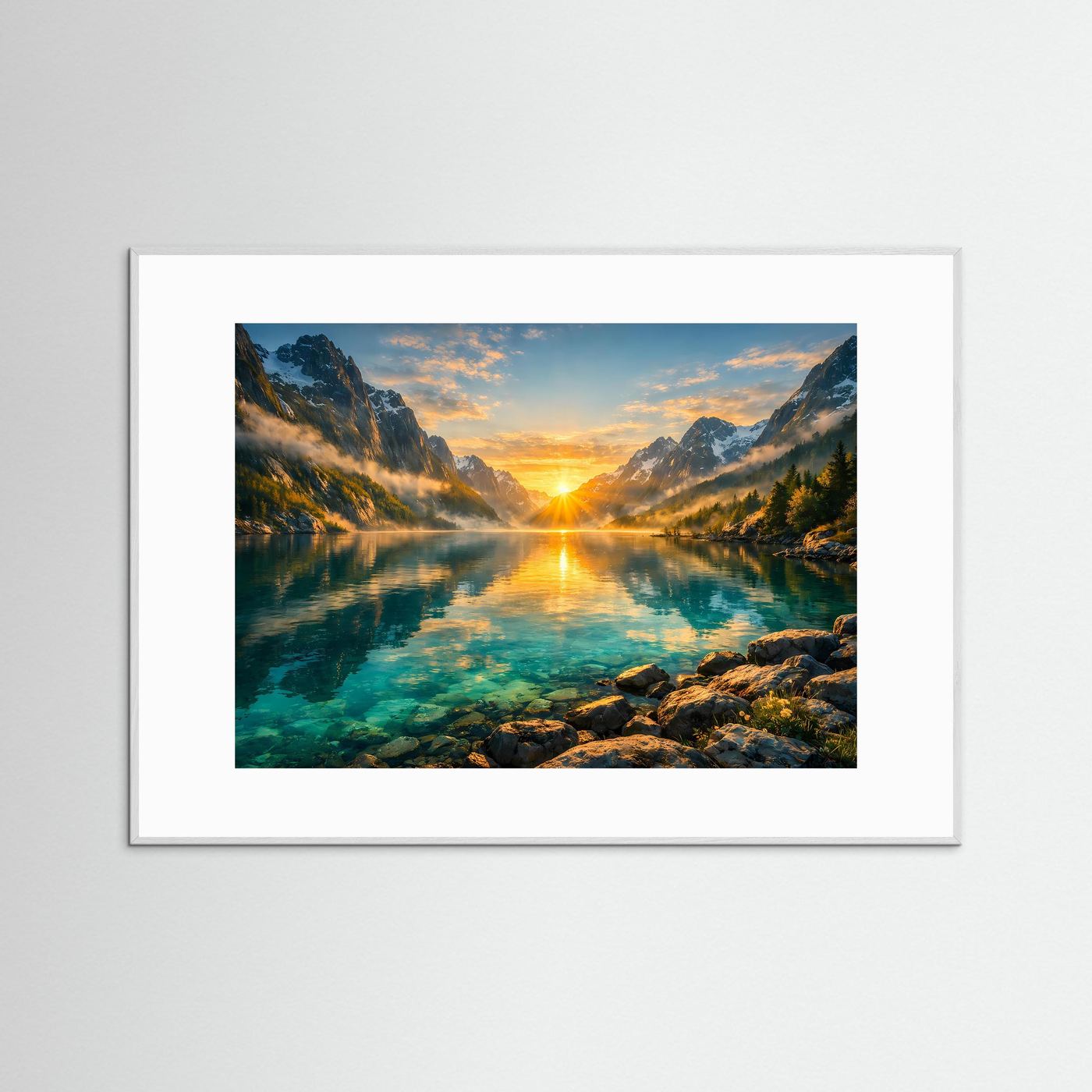 Sonnenaufgang über dem Alpinen Bergsee | Panorama Natur & Berg Poster Querformat