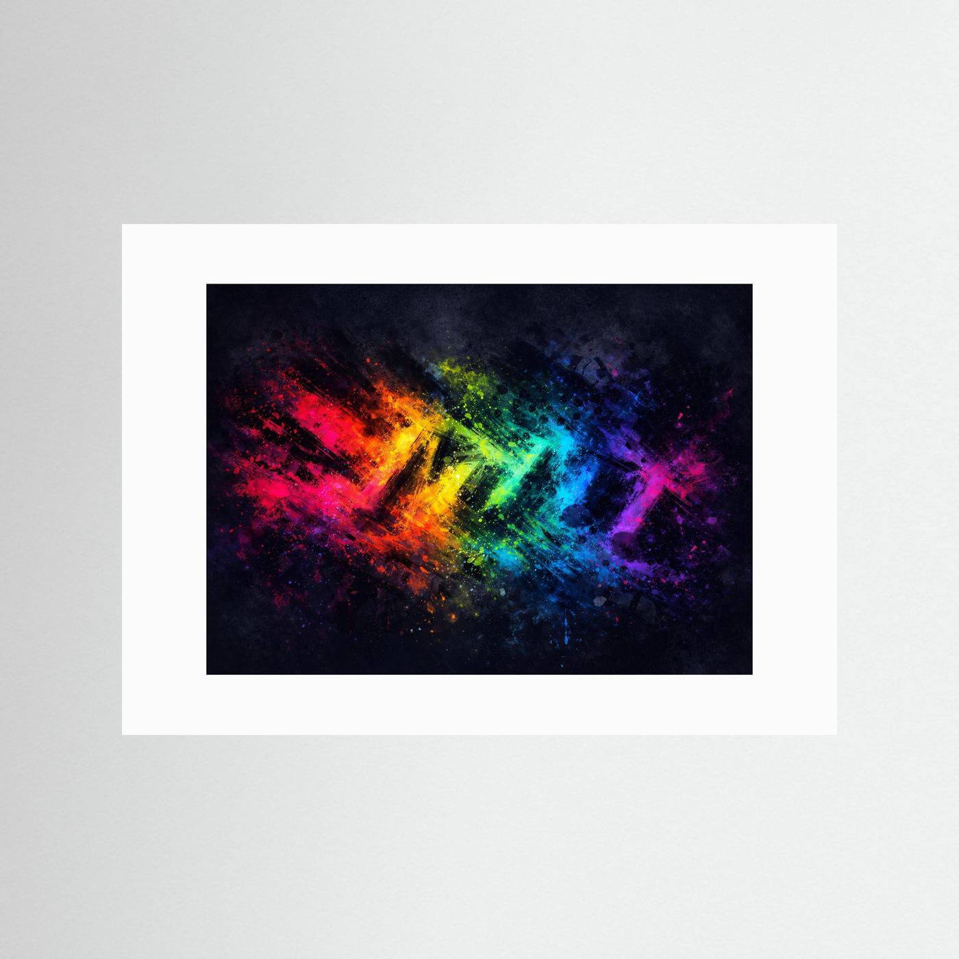 Explosive Regenbogen Kunst | Bunkts Abstraktes Wandbild & Kunst Poster Querformat
