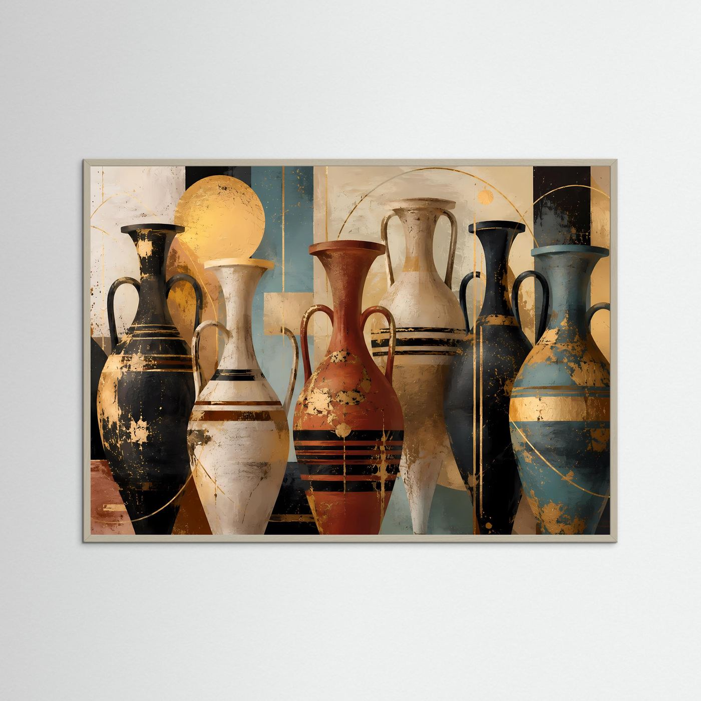 Antike Vasen im modernen Stil | Abstraktes Kunst & Kultur Poster im Querformat