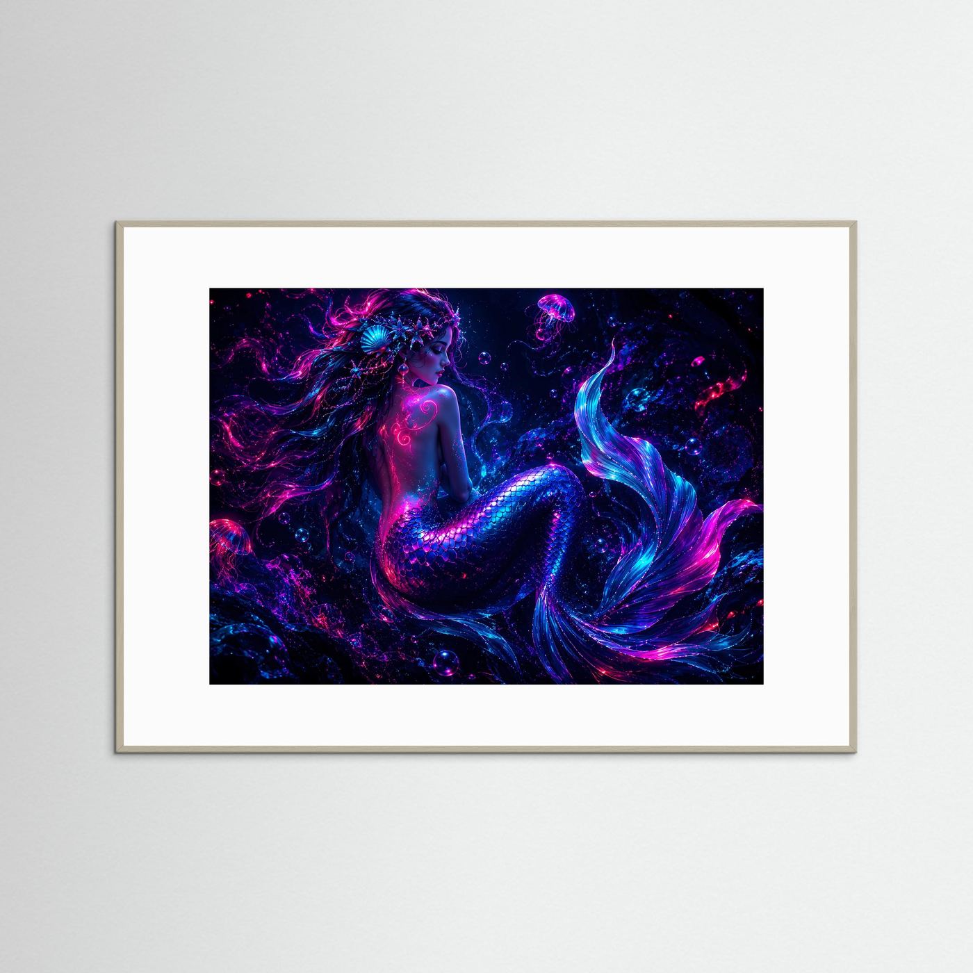Neon Meerjungfrau | Mystische Unterwasserwelt in Pink & Blau