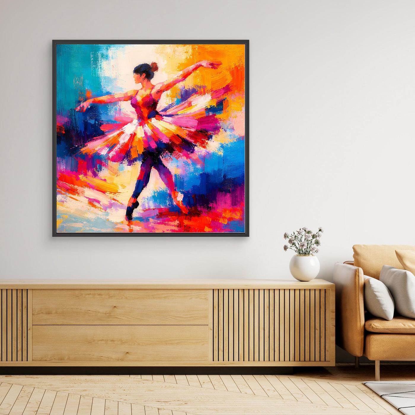 Leinwand Elegante Ballerina beim Tanz | Abstraktes Ballett & Musik Wandbild