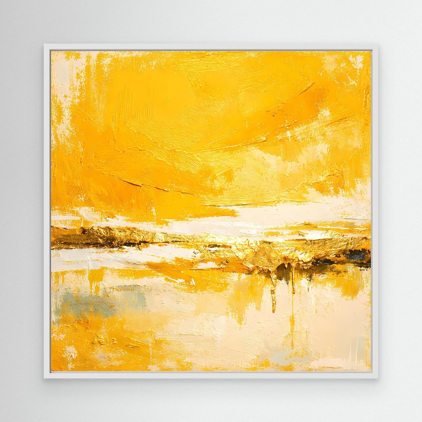Leinwand Abstraktes Gemälde in Sonnengelb und Gold | Modernes Abstraktes Wandbild