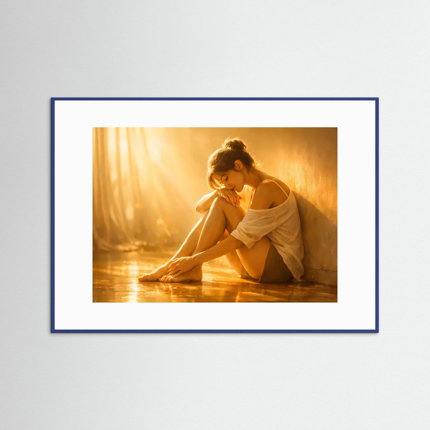 Frau im goldenen Sonnenlicht | Ästhetisches Porträt & Sinnliche Wandkunst Poster Querformat