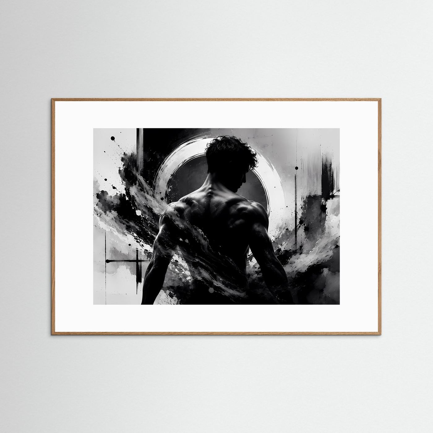 Männer Silhouette Poster Schwarz Weiß | Abstrakte Körperkunst | Monochrome Moderne Wandkunst | Minimalistisches Wandbild