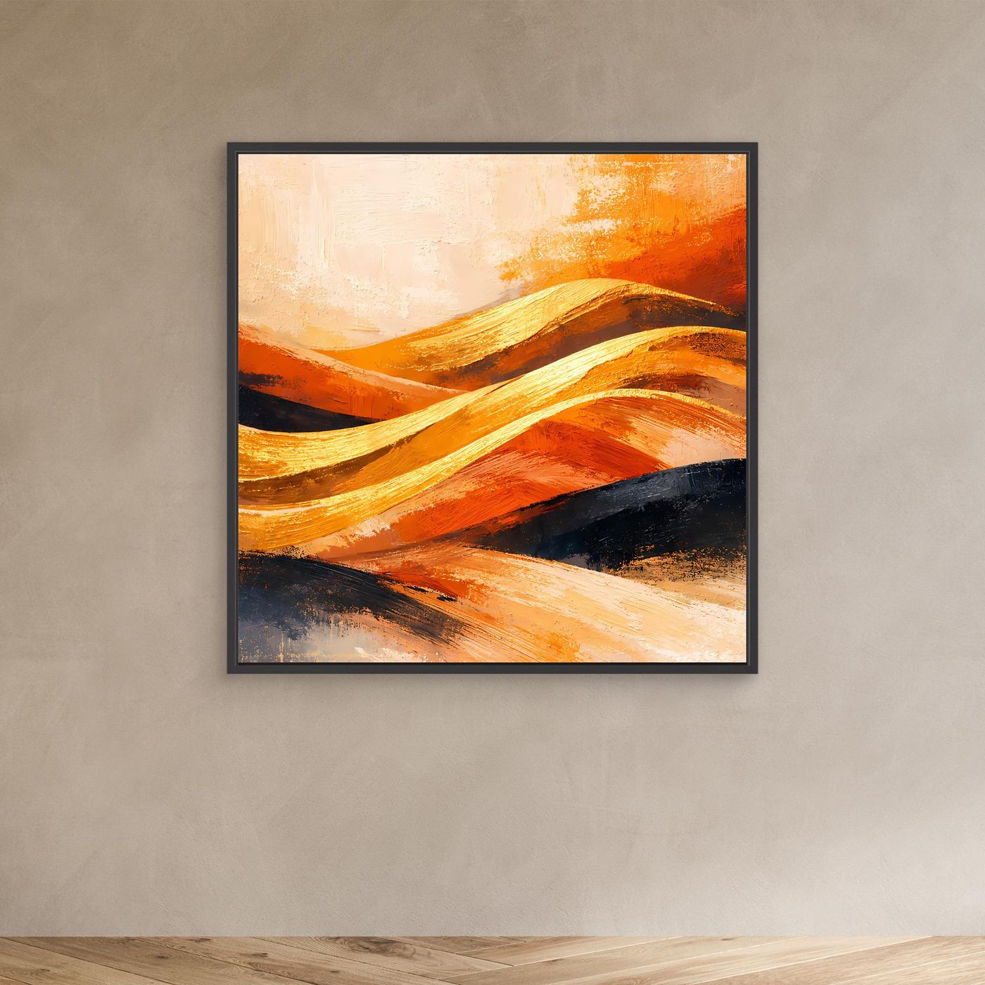Leinwand Goldene Wüstendünen | Abstraktes Modern Art Landschafts Wandbild