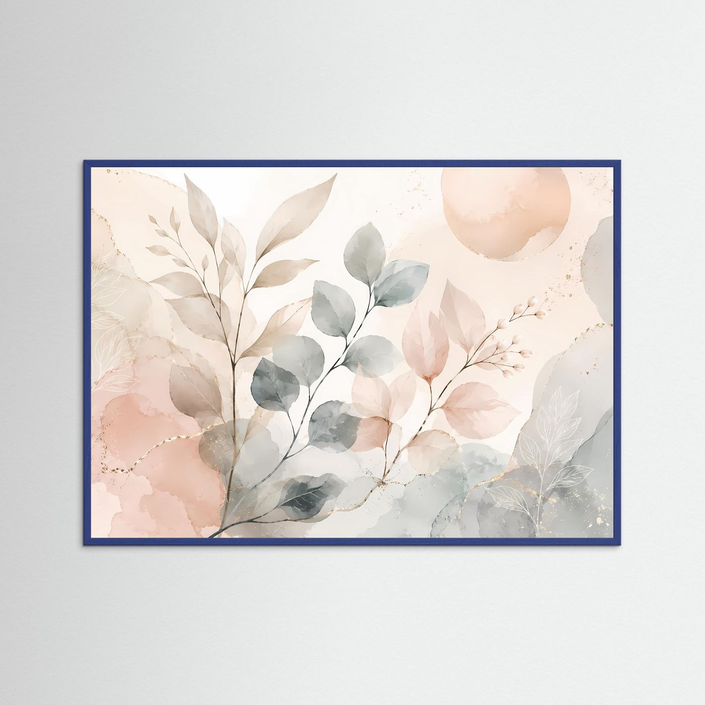 Botanische Aquarell Blätter Poster | Pastell Pflanzen Wandkunst | Minimalistische Botanical Art | Beige Salbeigrün Leinwand | Modernes Naturbild