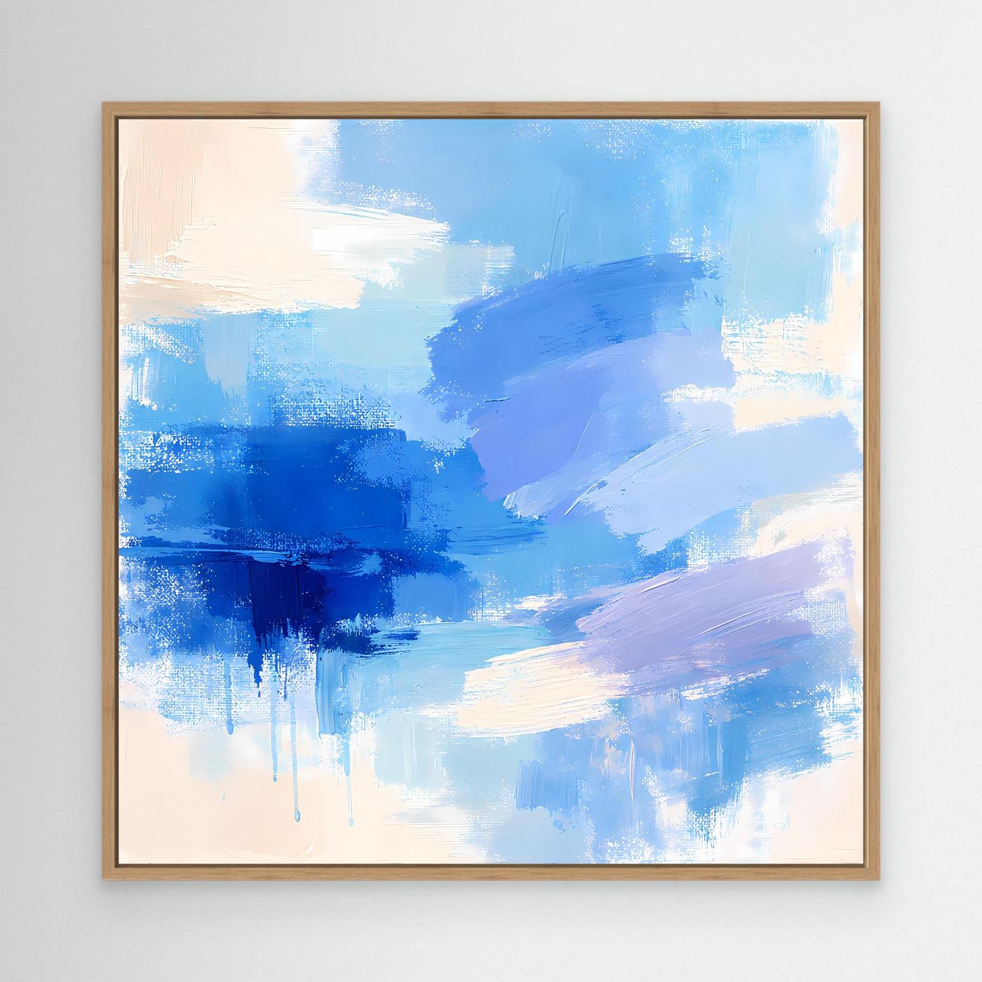 Leinwand Abstrakte Blaue Pinselstriche | Modernes Minimalistisches Wandbild Meer