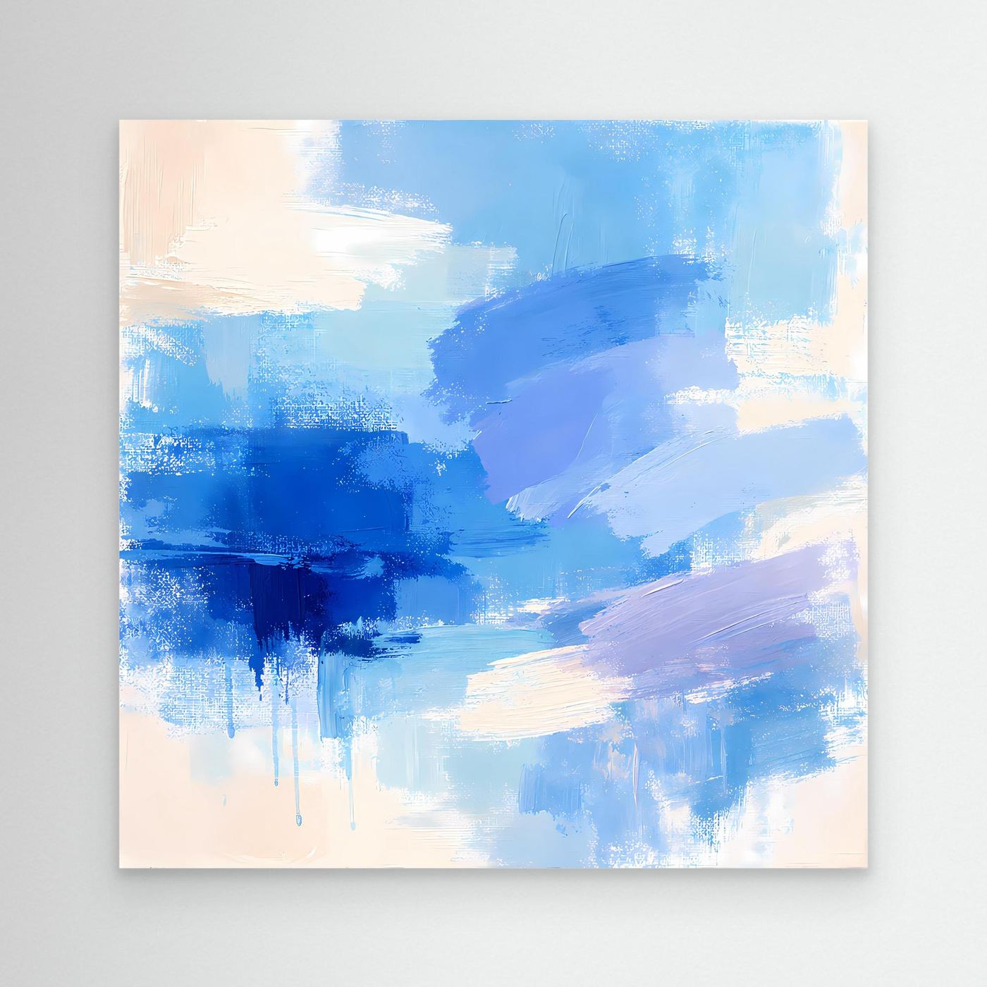 Leinwand Abstrakte Blaue Pinselstriche | Modernes Minimalistisches Wandbild Meer
