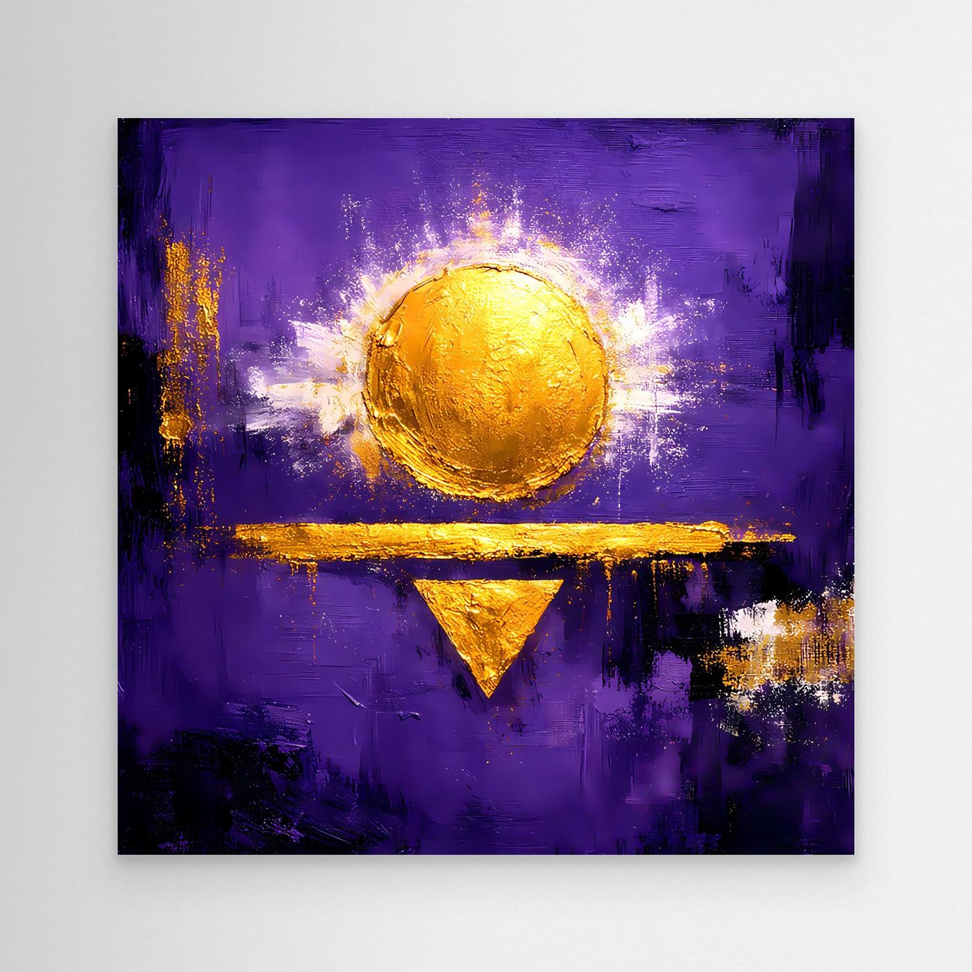 Leinwand Kosmische Sonne auf Violett | Abstraktes Geometrisches Wandbild Moderne Kunst