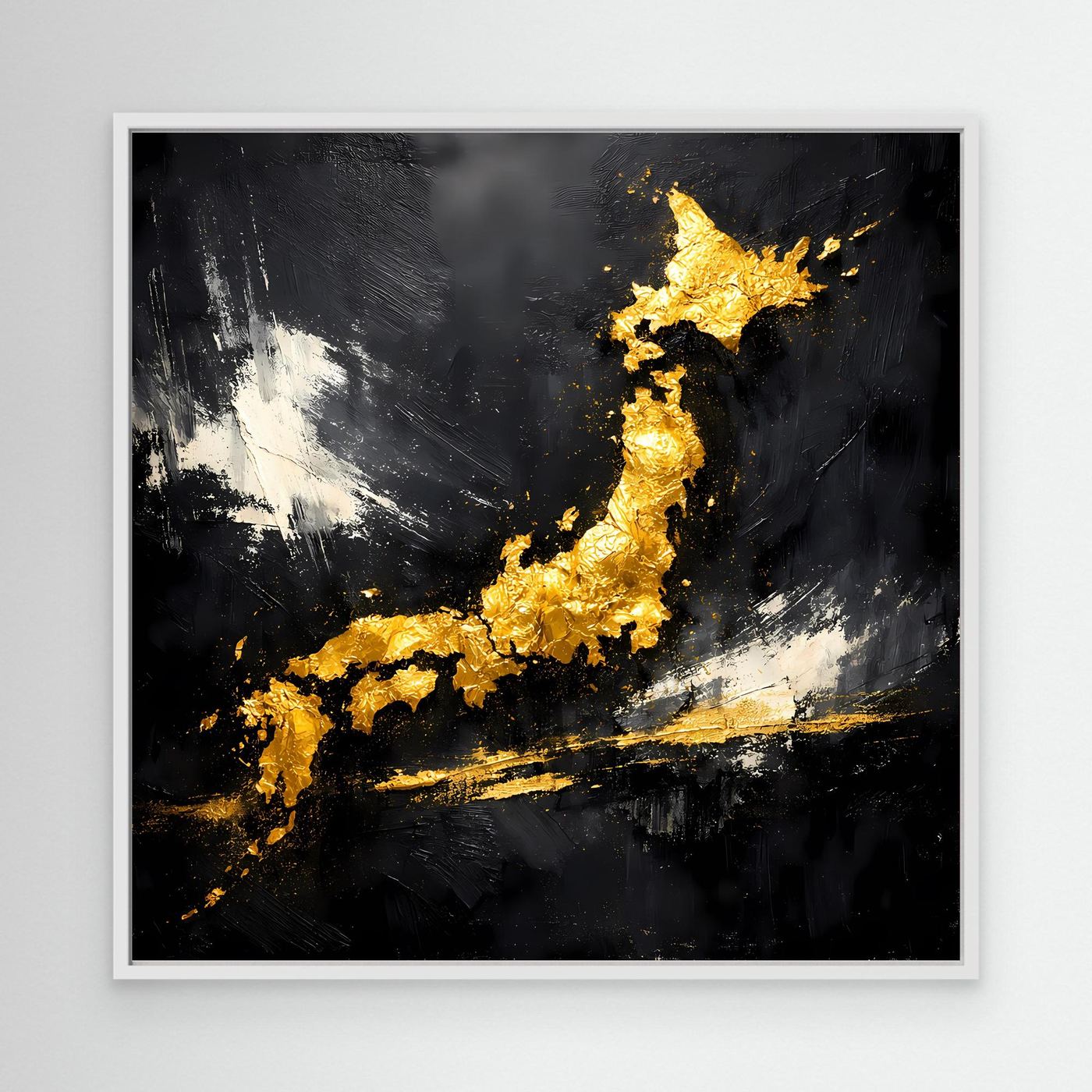 Leinwand Elegante Japan-Karte in Gold & Schwarz | Modernes Abstraktes Wandbild