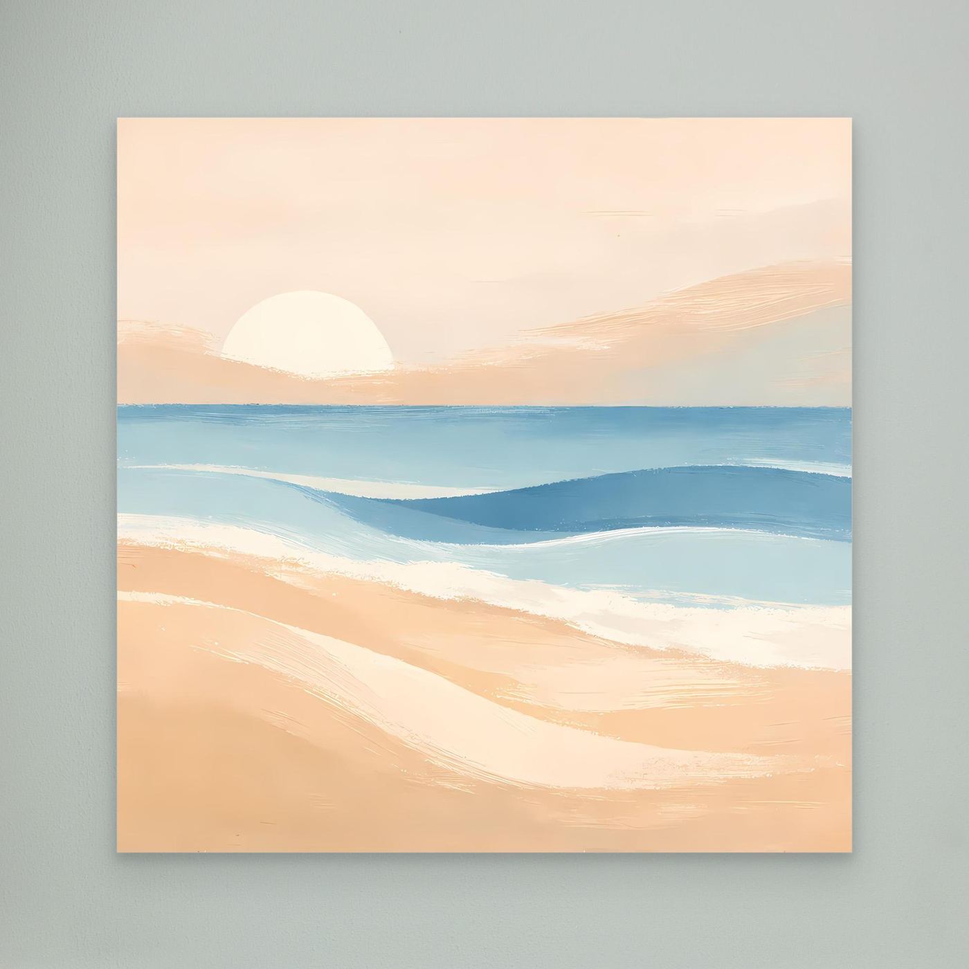 Abstraktes Leinwandbild Strand und Sonnenuntergang, ohne Rahmen