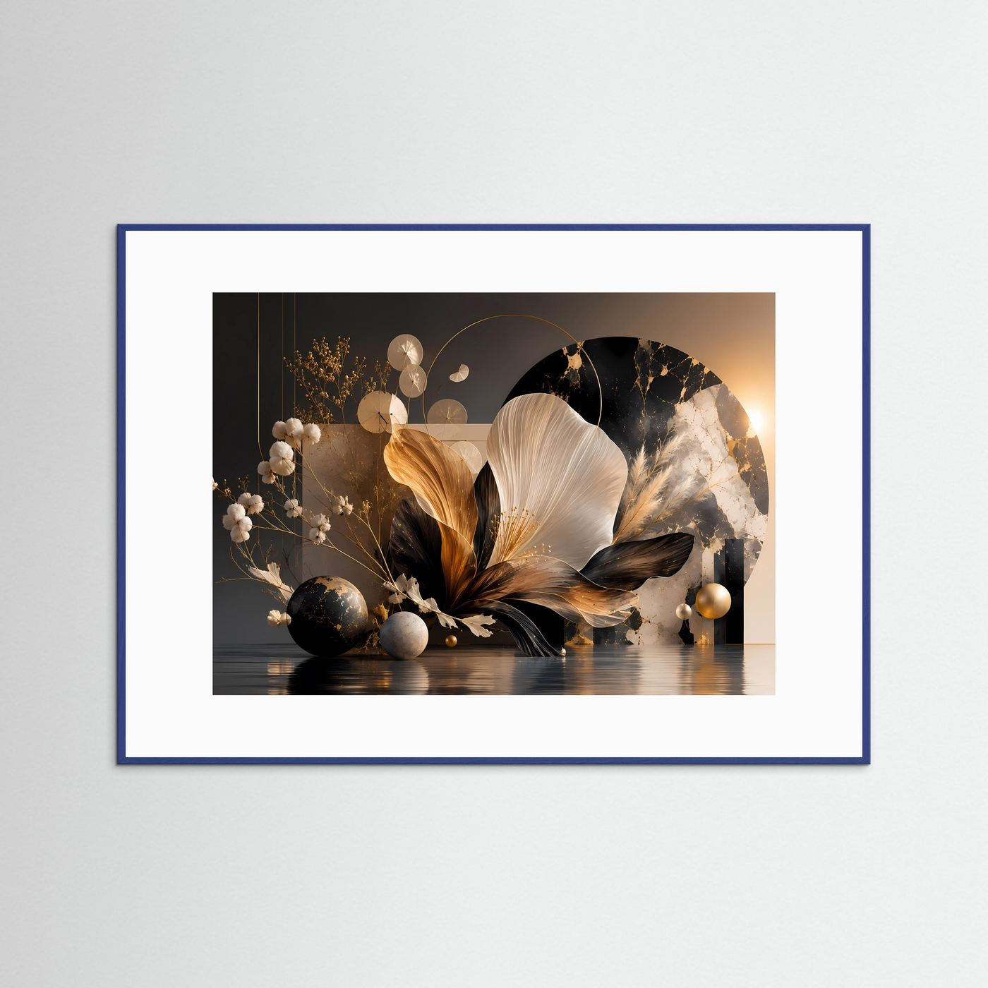 Abstrakte Blume Poster | Schwarz Gold Botanische Wandkunst | Elegante Floral Kunst | Moderne Luxus Leinwand | Minimalistische Wall Art