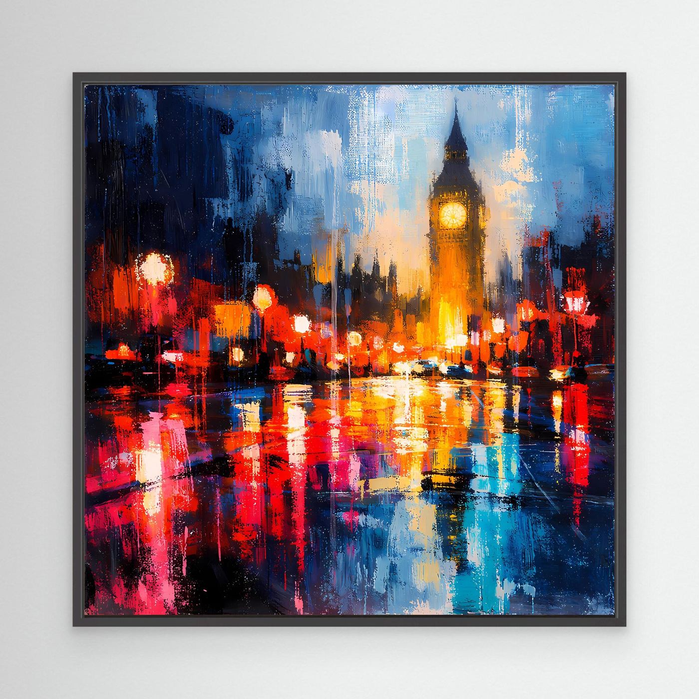 Leinwand Abstraktes Big Ben London Gemälde | Modernes Urbanes Wandbild bei Nacht
