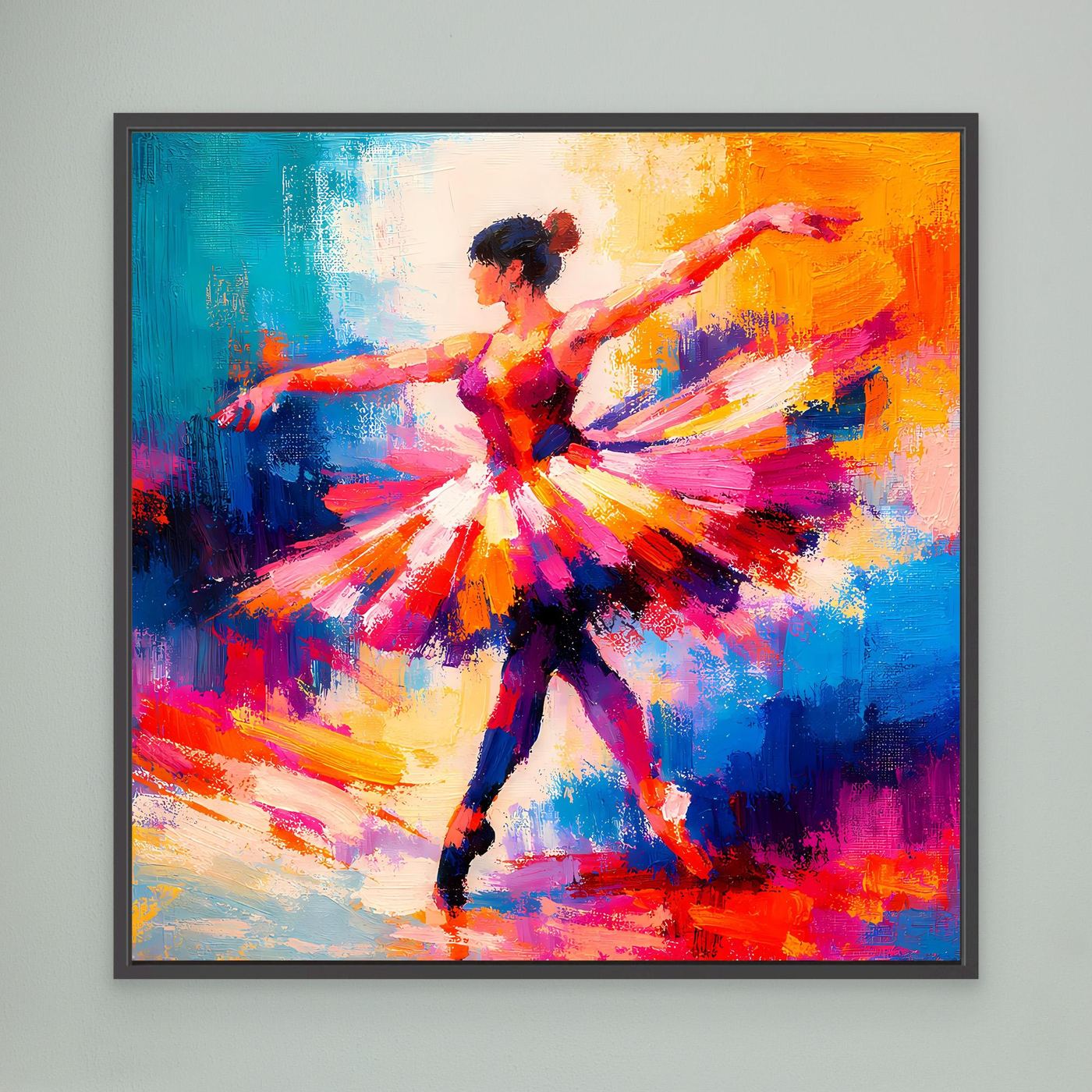 Leinwand Elegante Ballerina beim Tanz | Abstraktes Ballett & Musik Wandbild