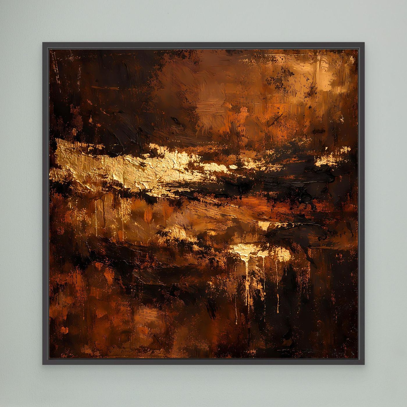 Leinwand Abstraktes Ölgemälde in Gold und Bronze | Modernes Luxus Wandbild