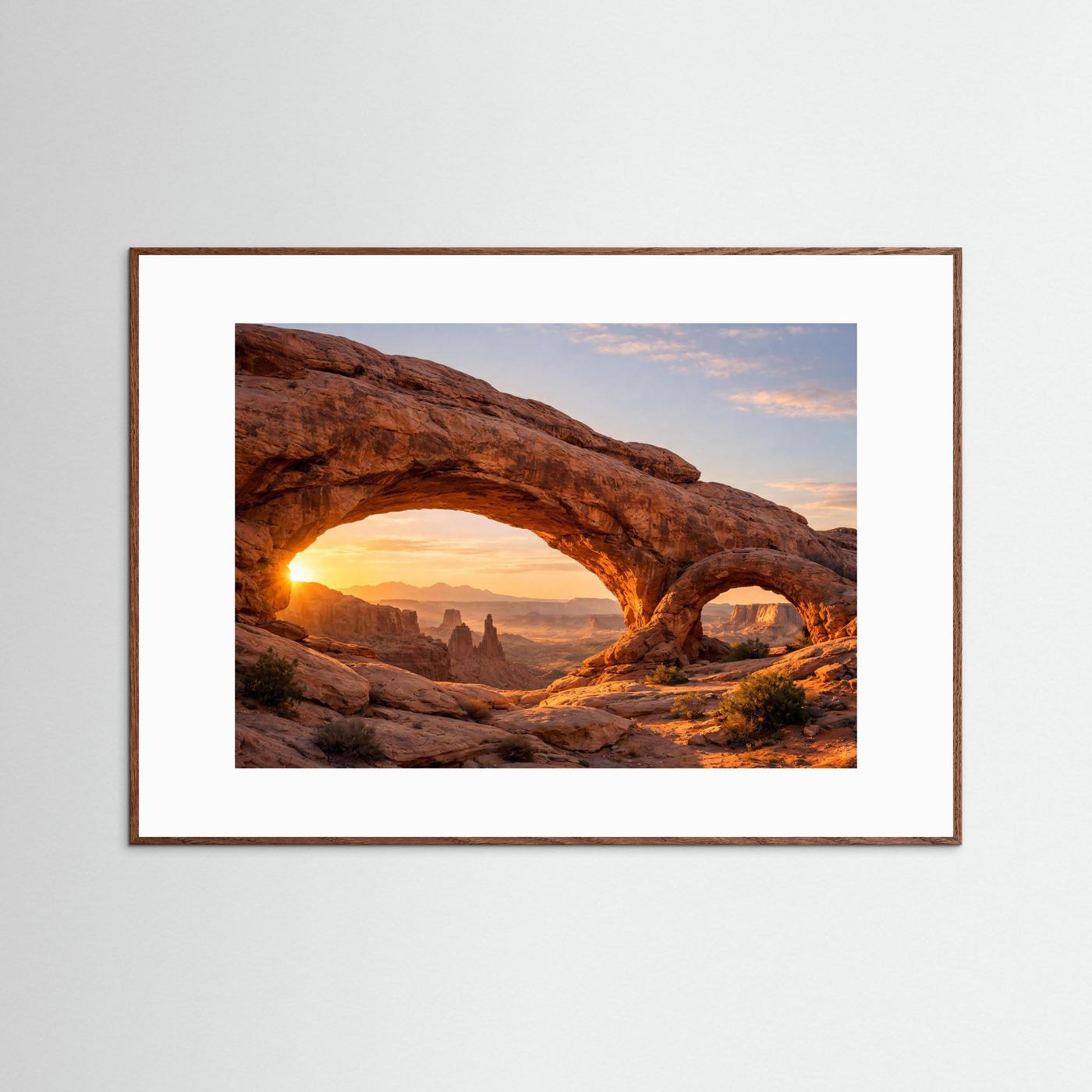 Majestätischer Felsbogen im goldenen Morgenlicht | Wüste & Natur Poster Querformat