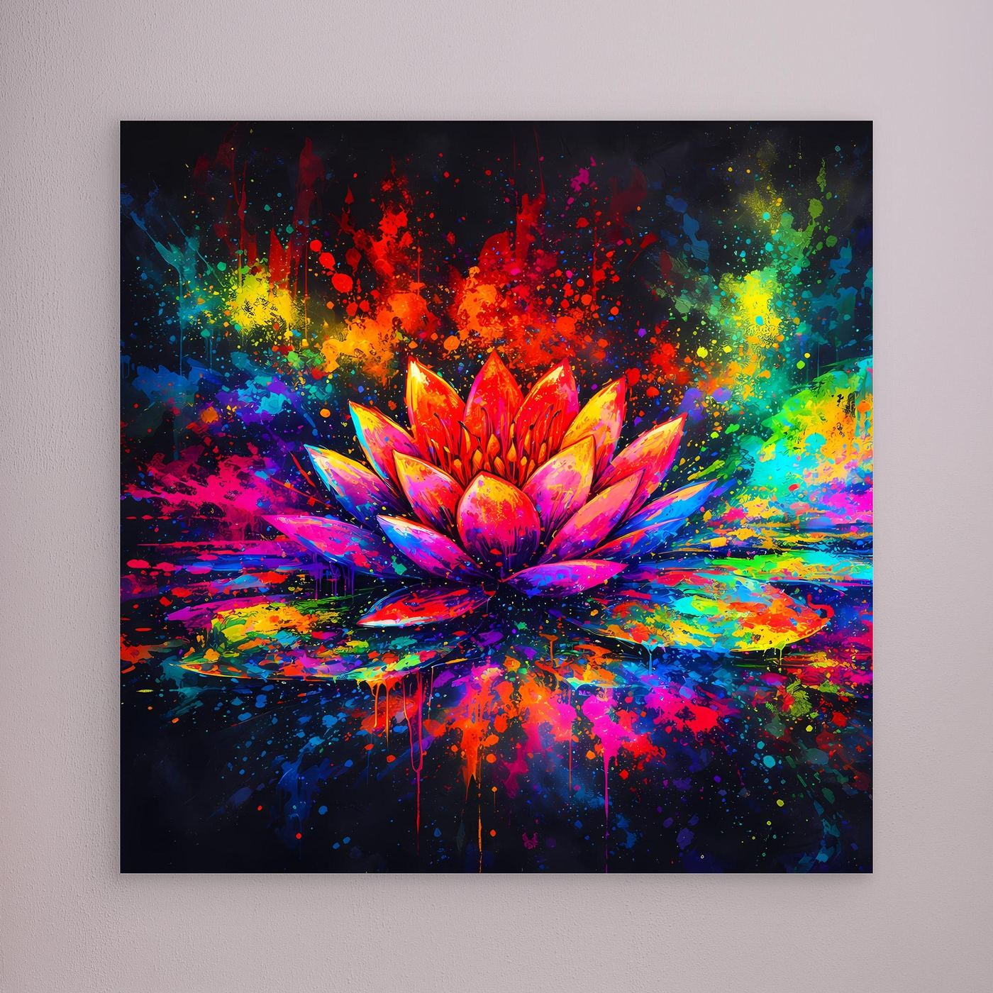 Leinwandbild Farbenfrohe Seerose | Abstraktes Lotus Wandbild auf Keilrahmen