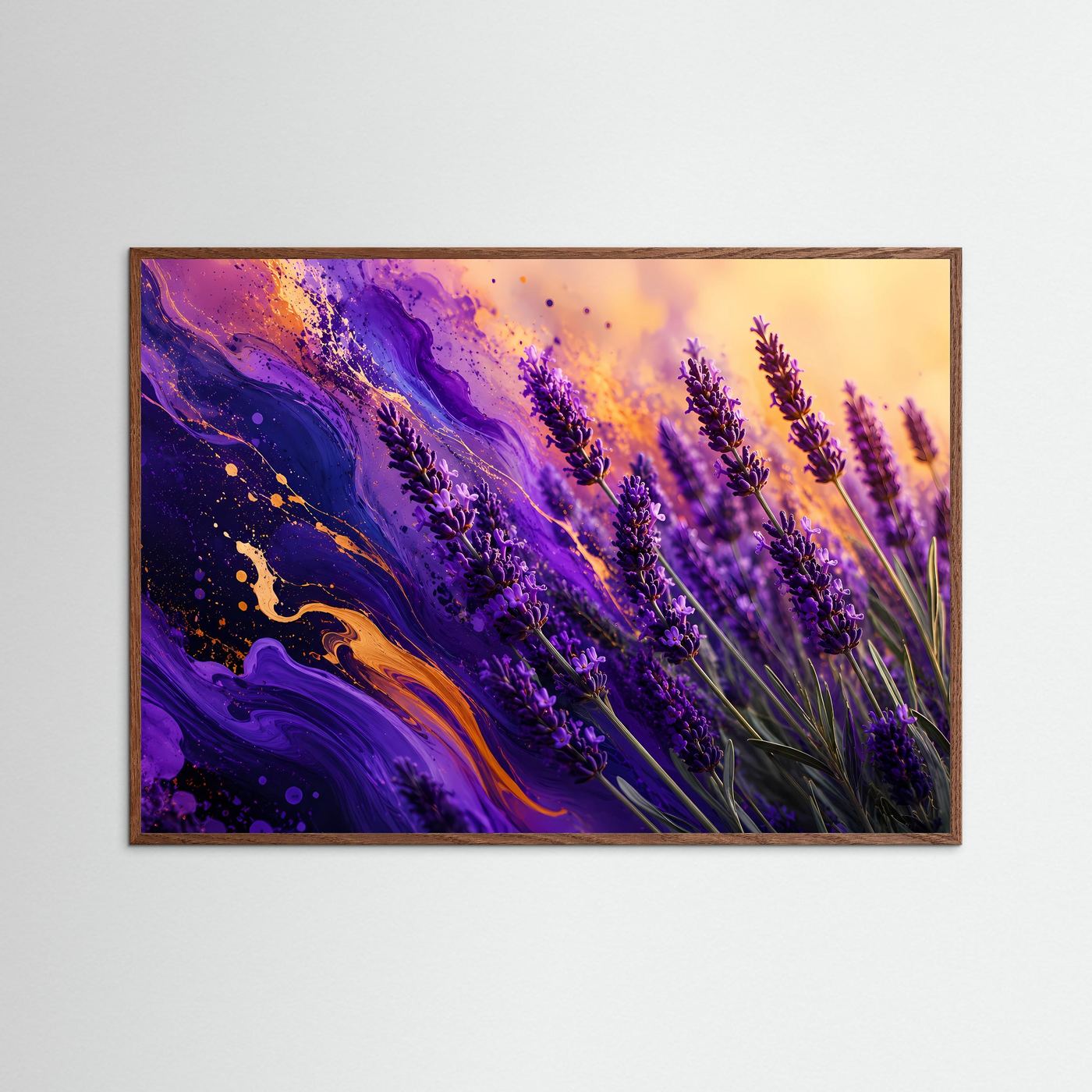 Lavendel in Violett & Gold | Abstrakte Blumen Kunst