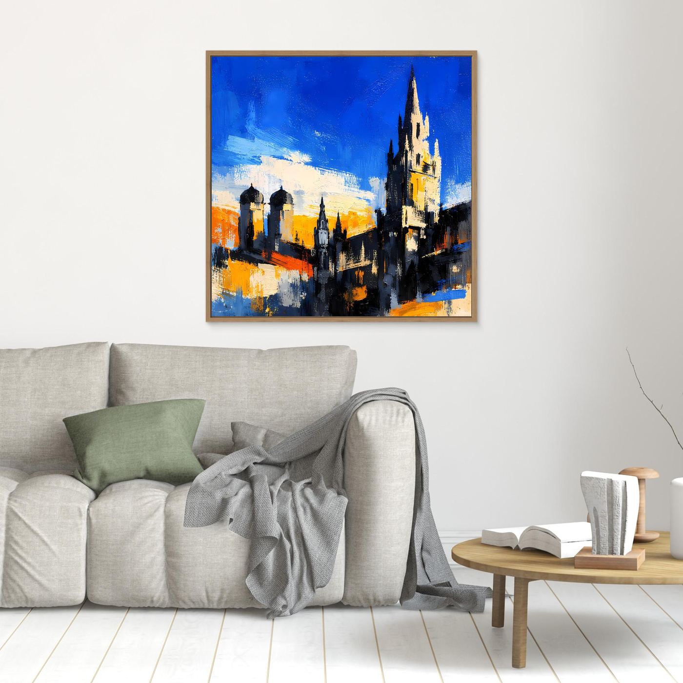Leinwand Historische Stadtkulisse bei Sonnenuntergang | Abstraktes Architektur Wandbild