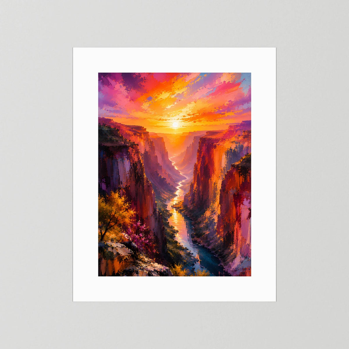 Leuchtender Canyon | Farbenfroher Sonnenuntergang über Schlucht | Poster Hochformat