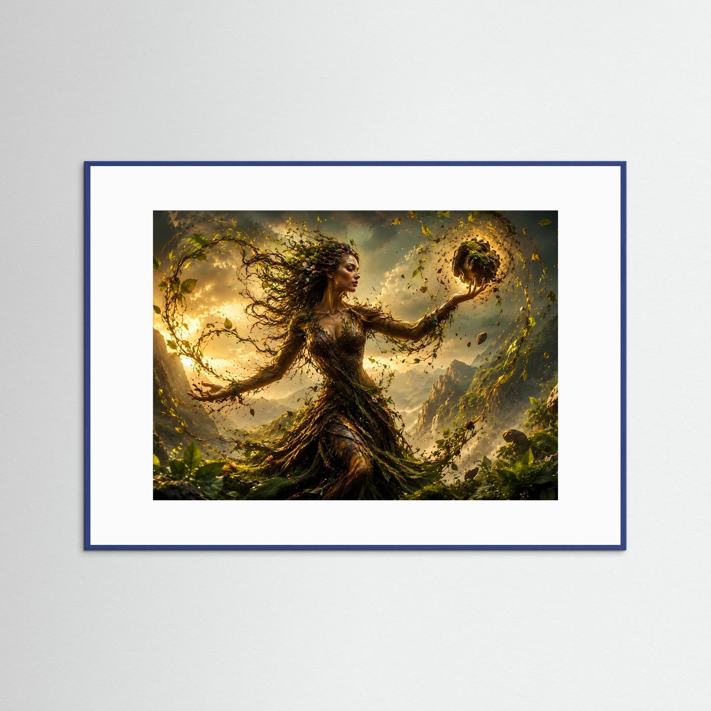 Naturgöttin Poster | Waldmagie Wandbild | Element Erde Kunst | Mystische Fantasy | Fine Art Print