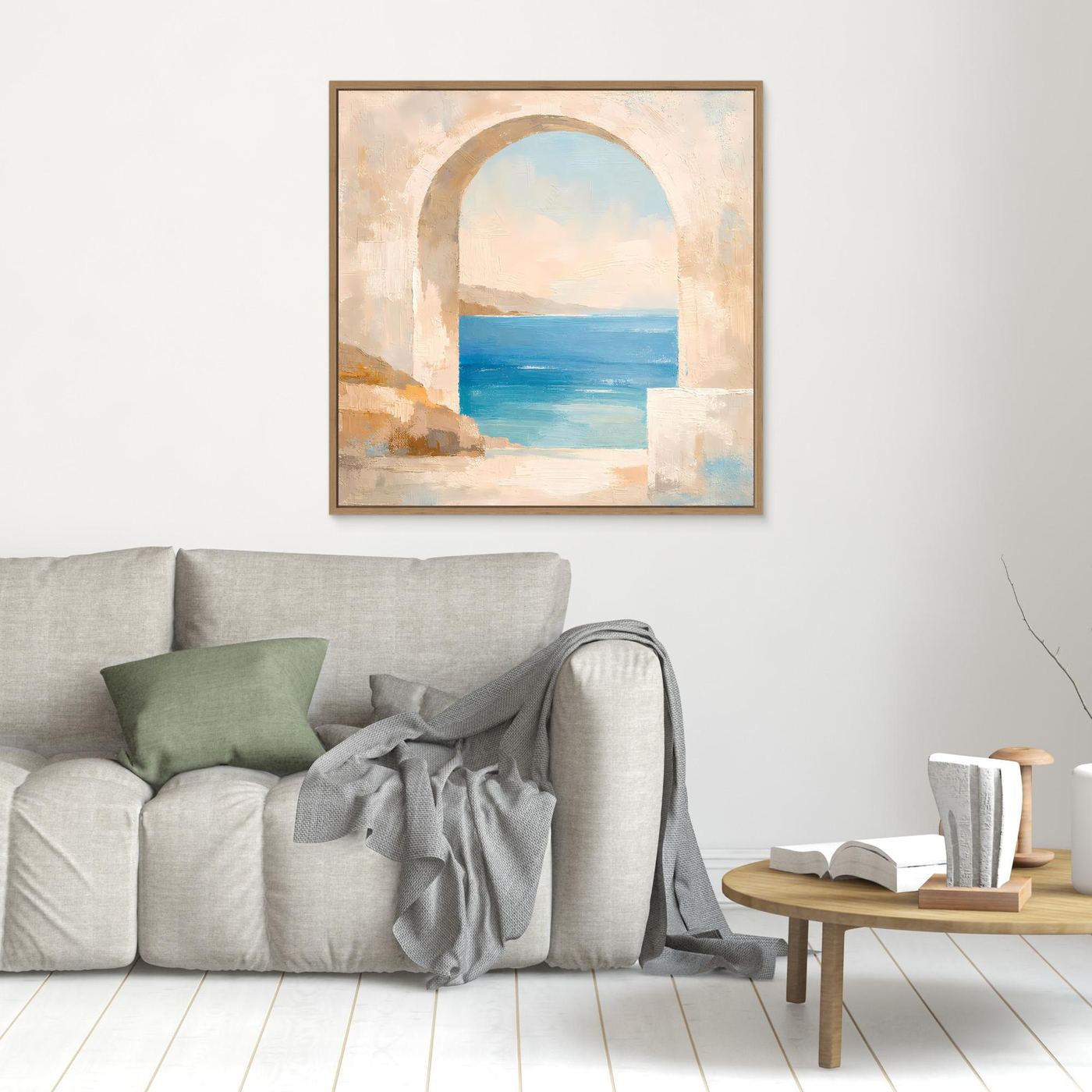 Leinwand Mediterraner Torbogen mit Meerblick | Abstraktes Ozean Wandbild