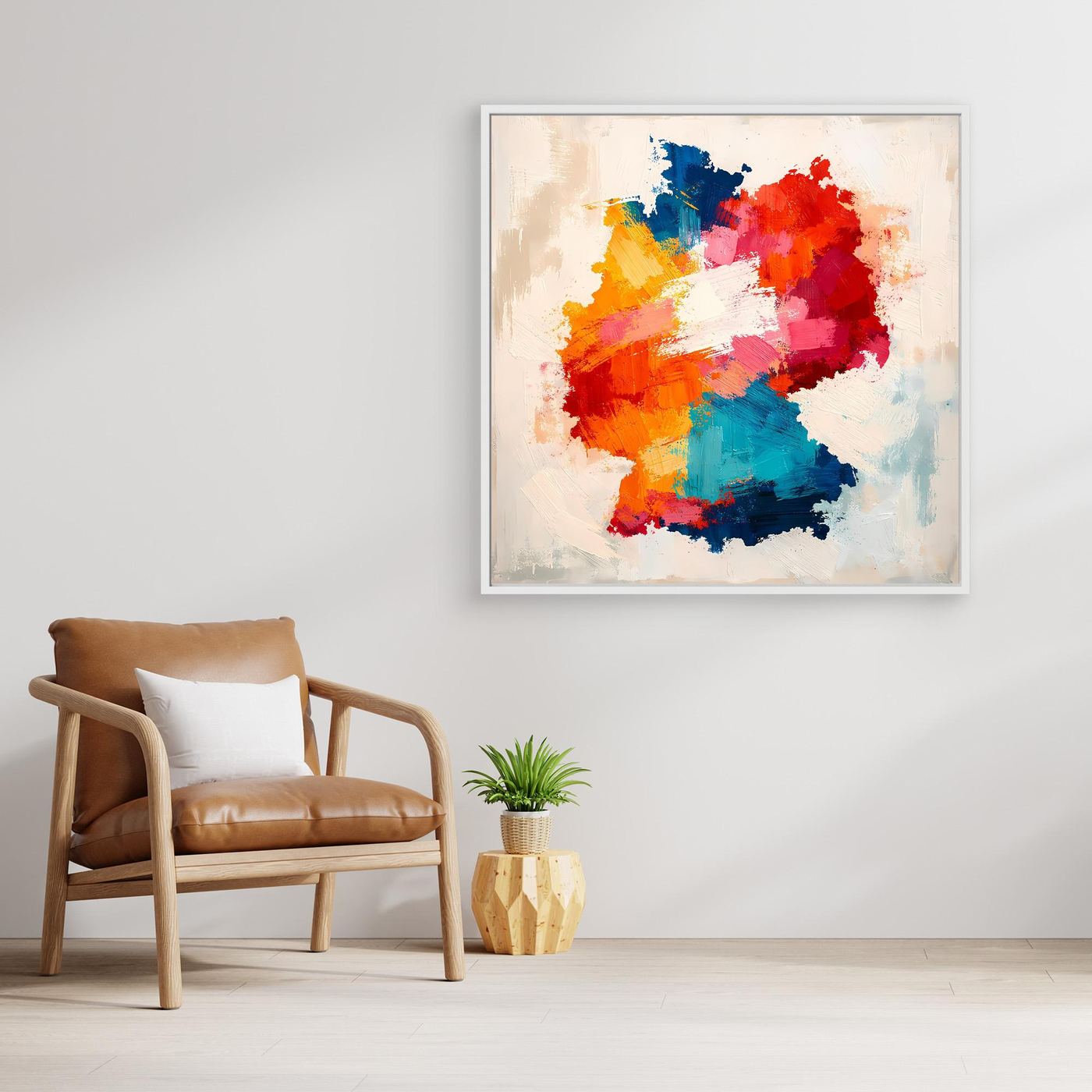 Abstract Germany map canvas wall art in white frame