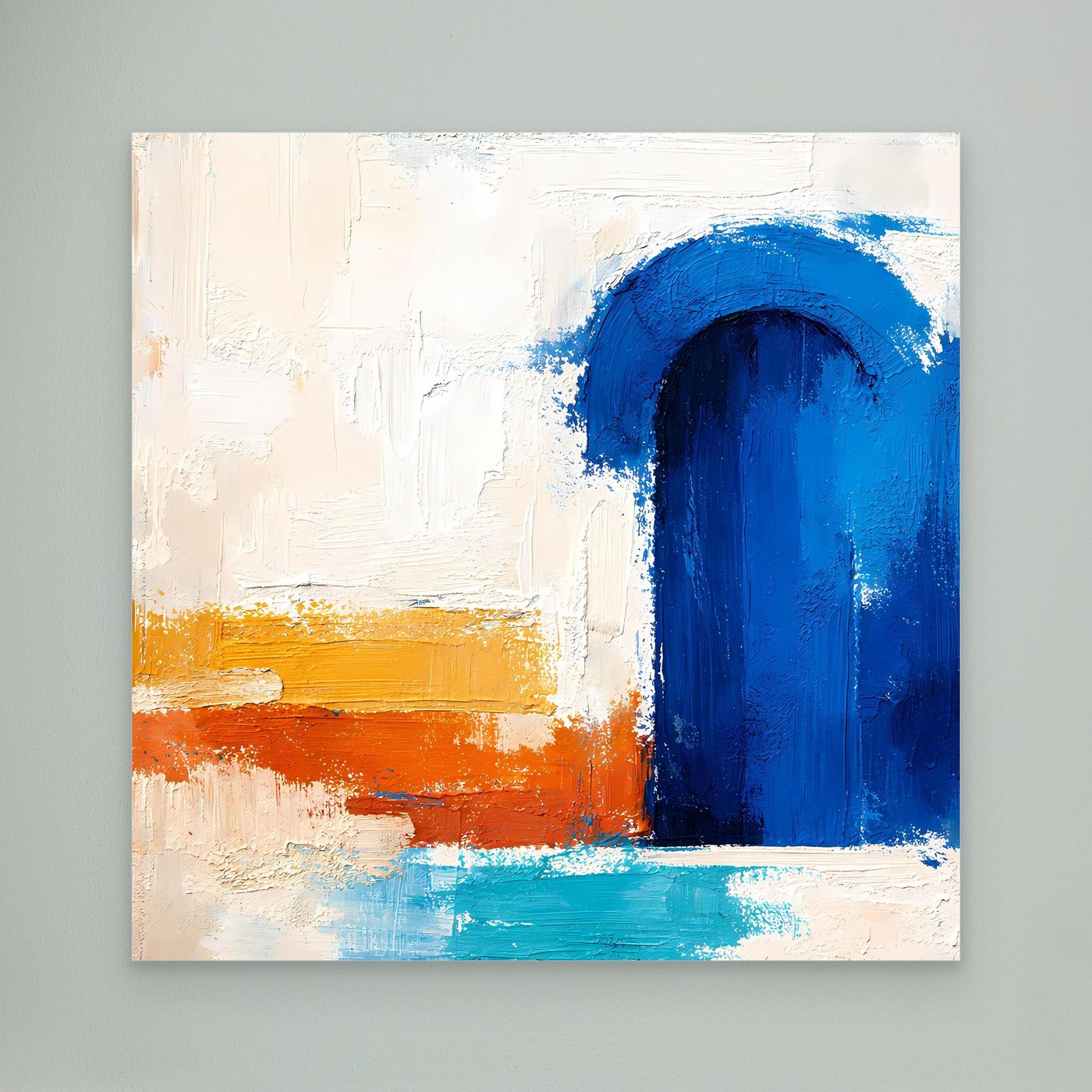Leinwand Blauer Marokkanischer Torbogen | Abstraktes Orientalisches Wandbild