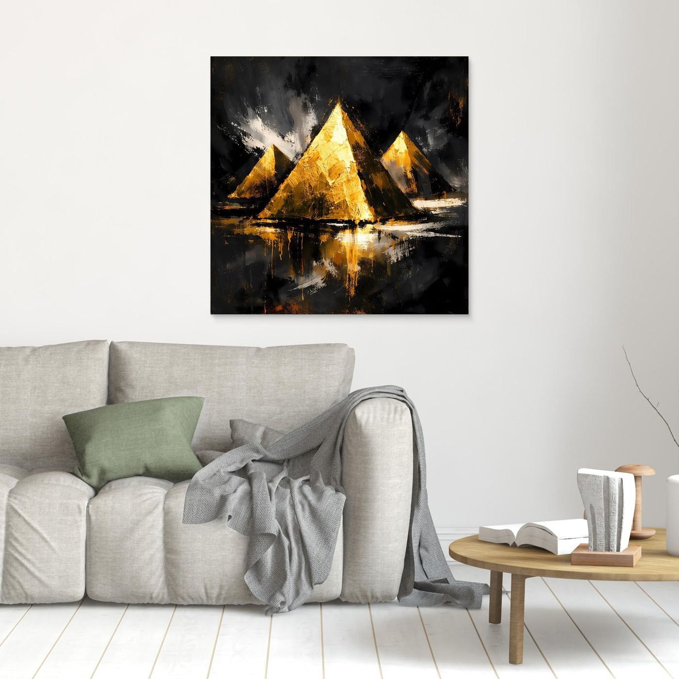 Leinwand Goldene Pyramiden von Gizeh | Abstraktes Ägypten Wandbild Modern