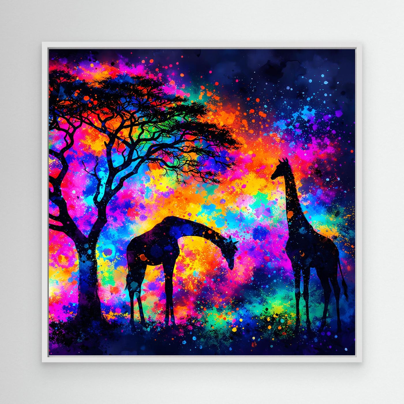 Leinwandbild Magische Afrikanische Savanne | Abstraktes Giraffen Wandbild auf Keilrahmen