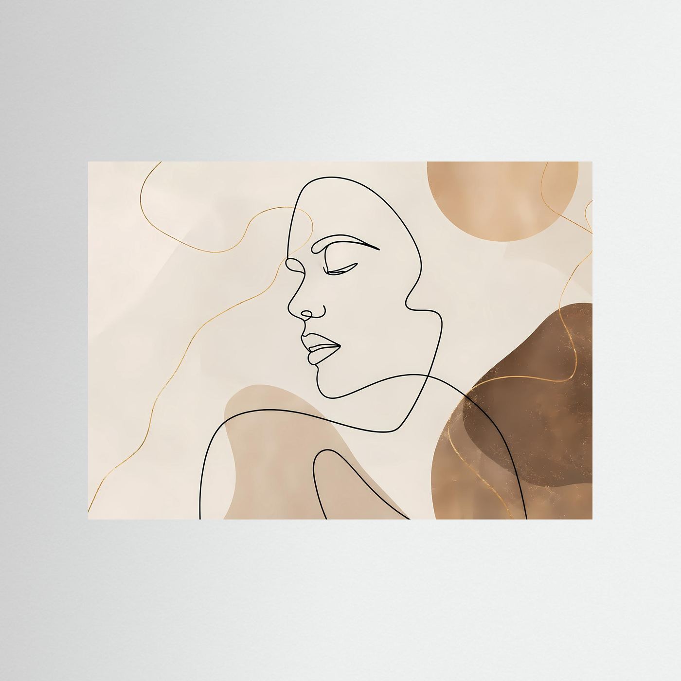 Minimalistisches Line Art Gesicht Poster | One Line Gesicht Wandbild | Moderne Boho Kunst | Abstraktes Frauenportrait | Beige Skandinavische Wanddekoration