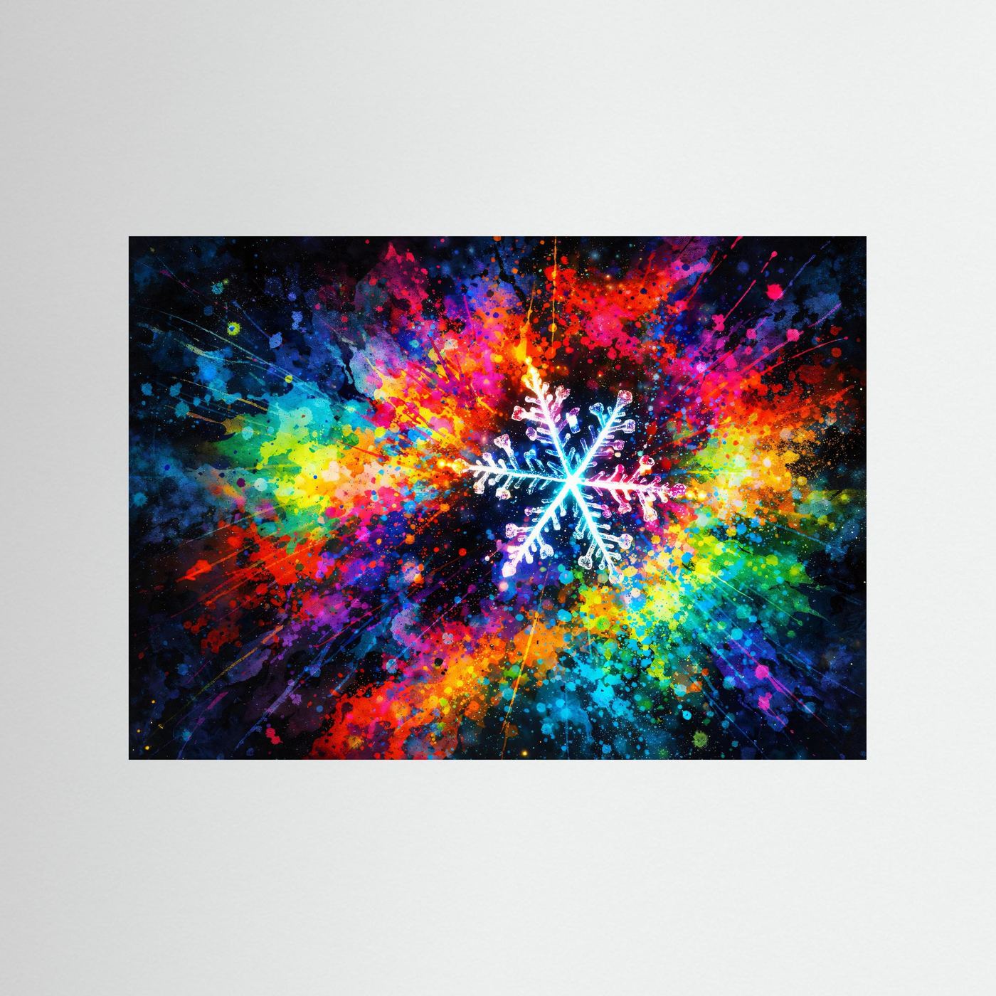 Farbenfrohe Schneeflocke Expressionismus | Bunt & Abstrakt Winter Kunst Poster Querformat