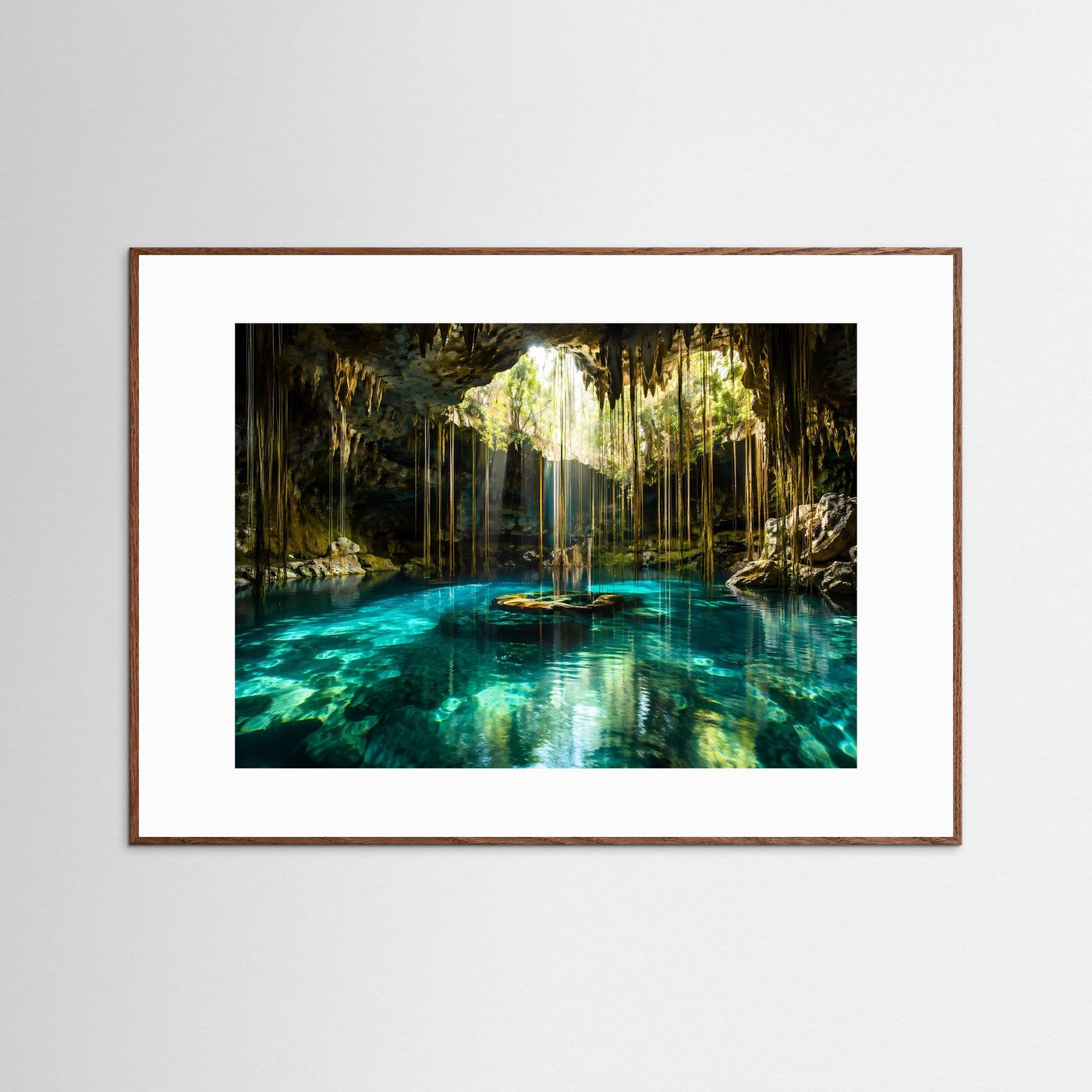 Cenote Poster | Türkise Höhle Wandbild | Tropische Lagune Kunst | Mystische Natur Landschaft | Leinwand Dschungel Deko