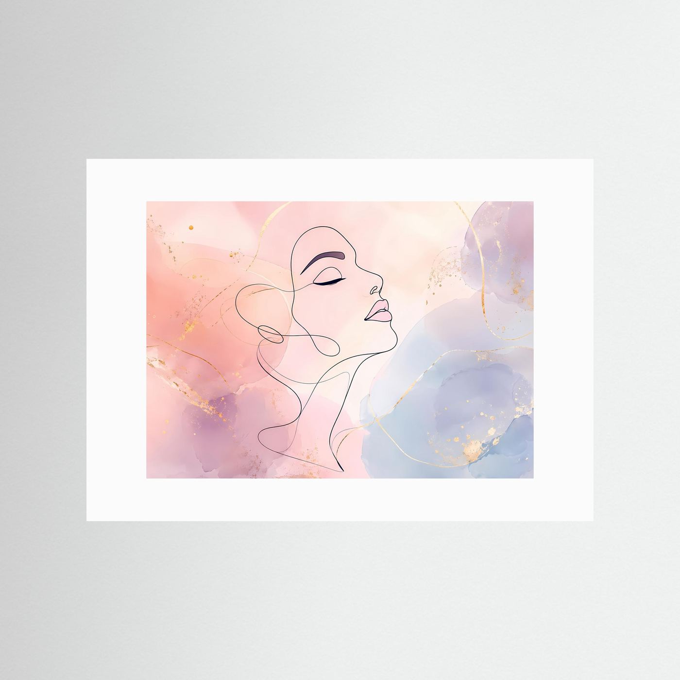Abstrakte Frauen Silhouette in Pastell | Minimalistische Line Art in Rosa, Blau & Gold
