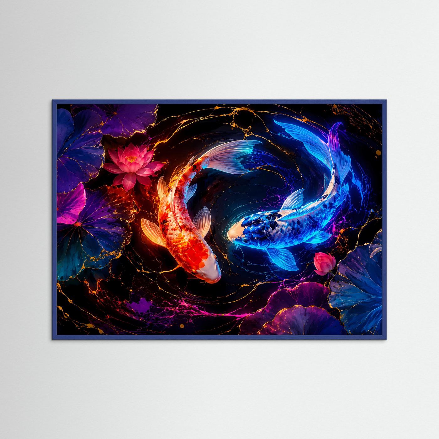 Yin Yang Koi Poster | Koi Karpfen Wandbild | Lotusblüten Kunst | Japanische Zen Dekoration | Fine Art Print