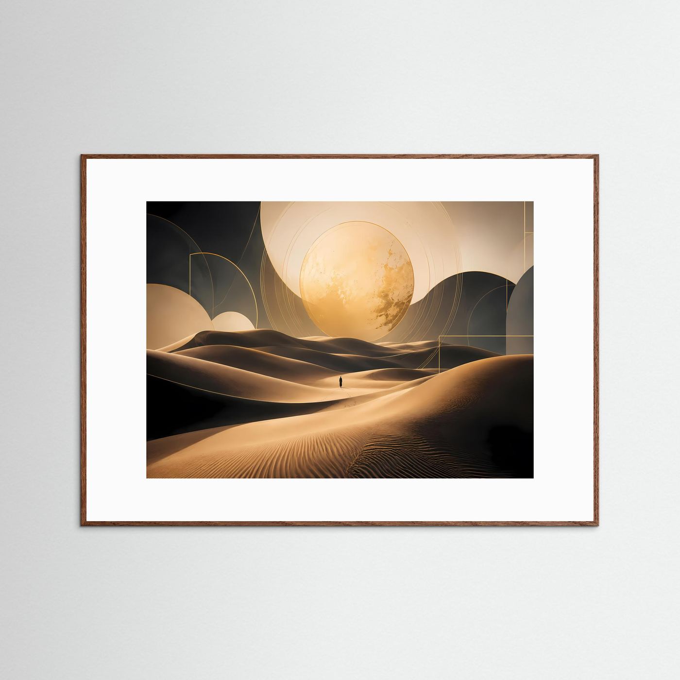 Goldene Wüste – Reise ins Unbekannte | Abstrakte Dünenlandschaft in Schwarz & Gold