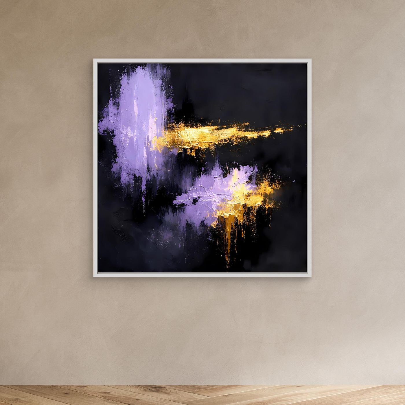 Leinwand Elegante Lila Nuancen und Gold | Modernes Abstraktes Expressionismus Wandbild