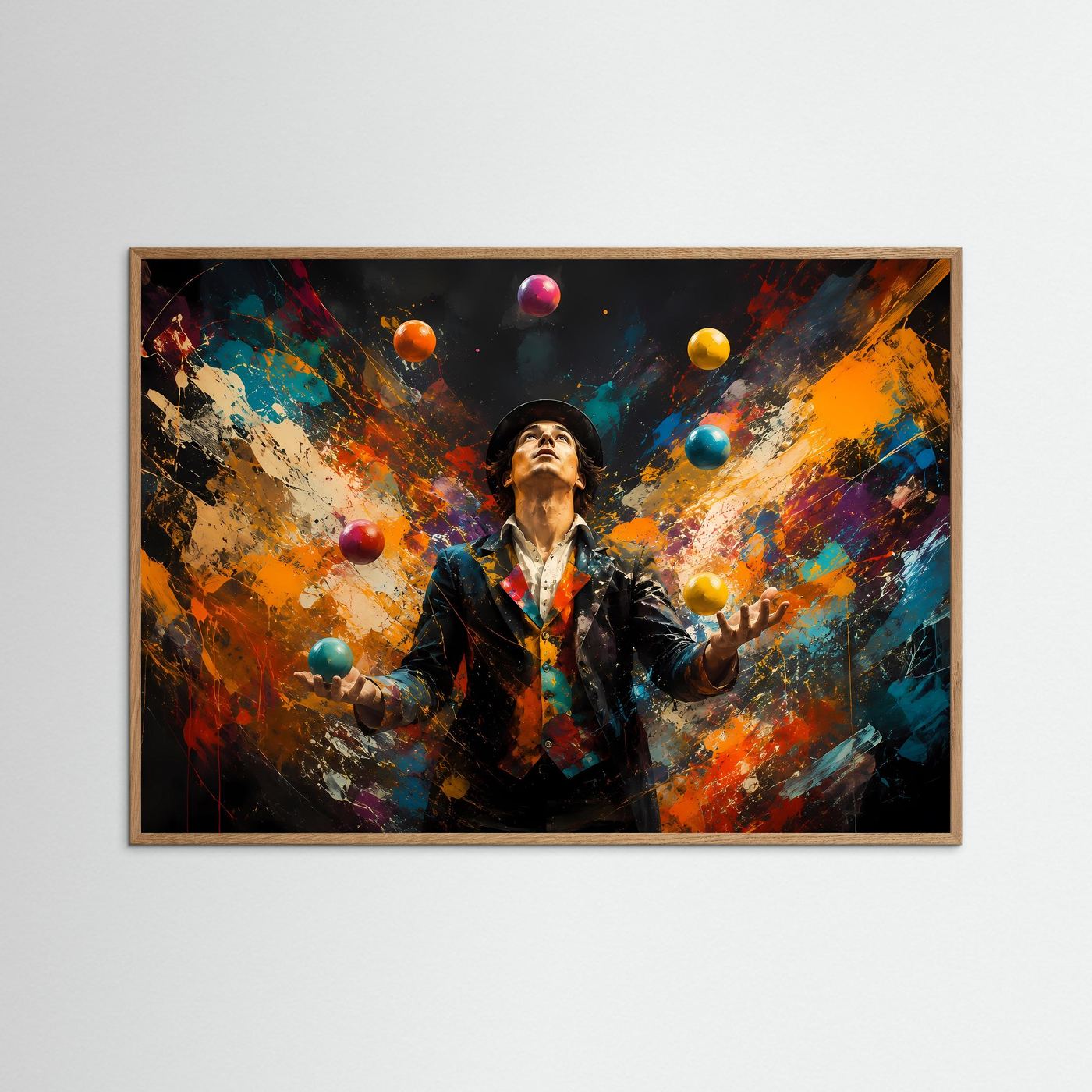 Faszinierender Jongleur im Farbenspiel | Moderne Zirkus- & Kunst-Poster Querformat