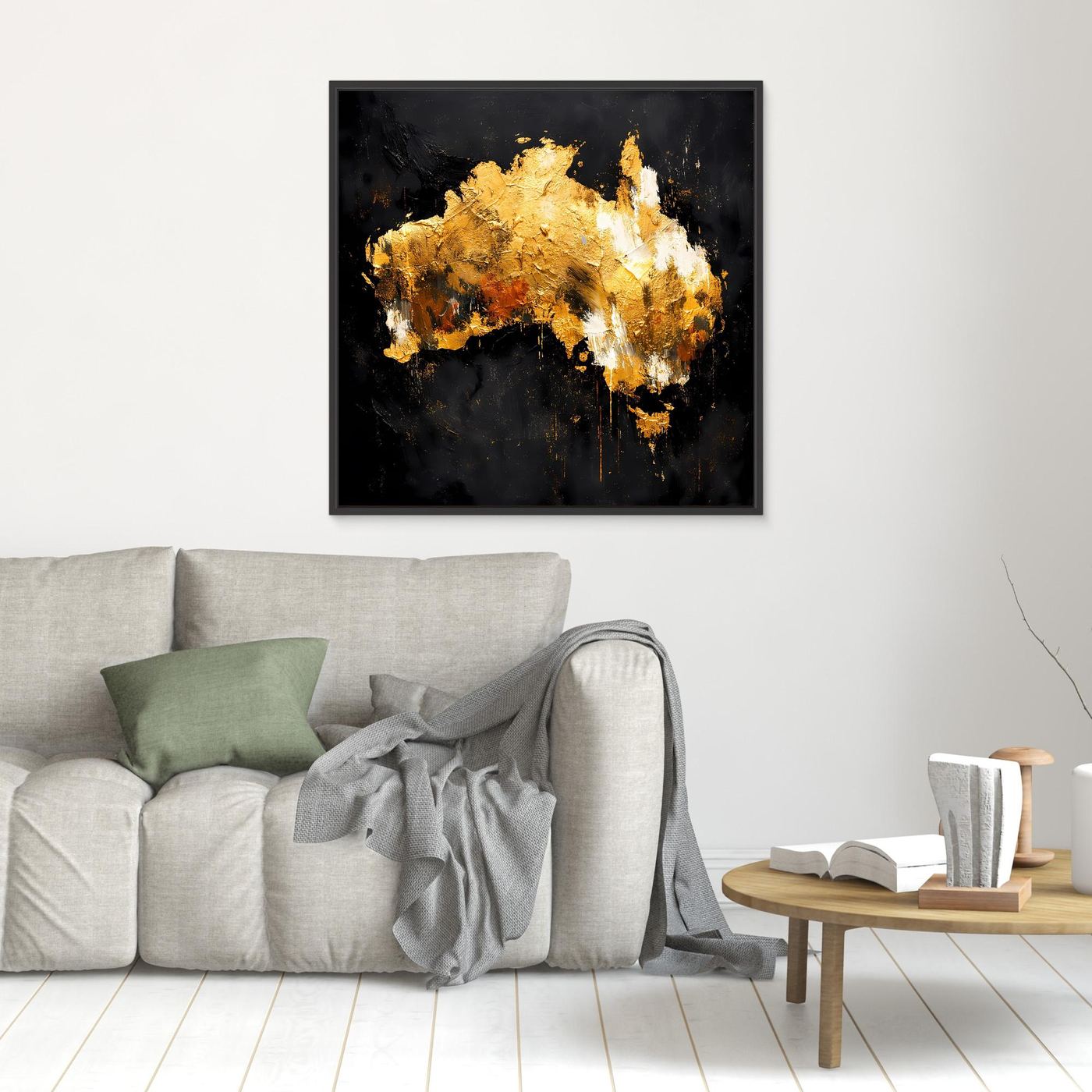 Leinwand Goldene Landkarte von Australien | Modernes Luxus Wandbild Kontinent