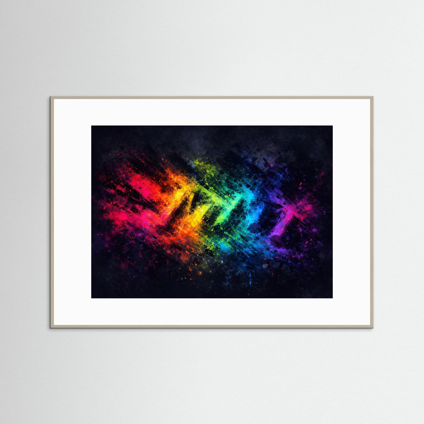 Explosive Regenbogen Kunst | Bunkts Abstraktes Wandbild & Kunst Poster Querformat
