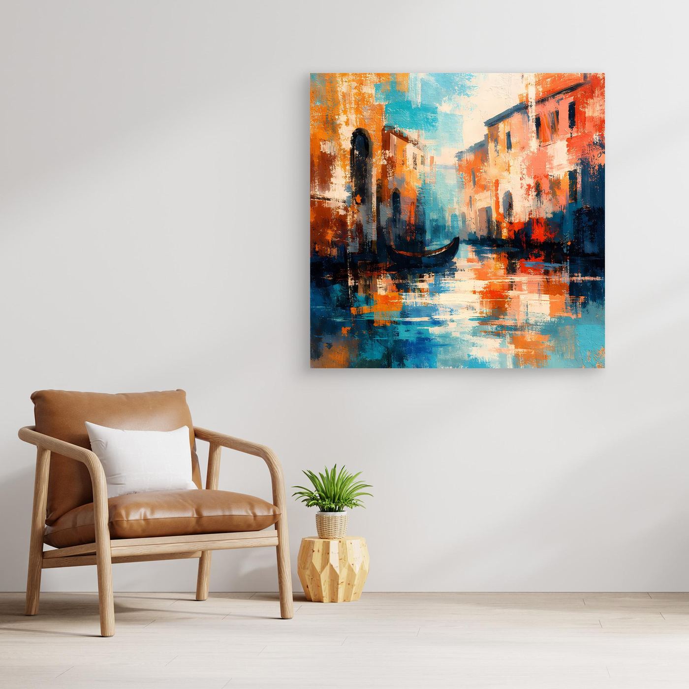 Leinwand Romantisches Venedig bei Sonnenuntergang | Abstraktes Gondel Wandbild