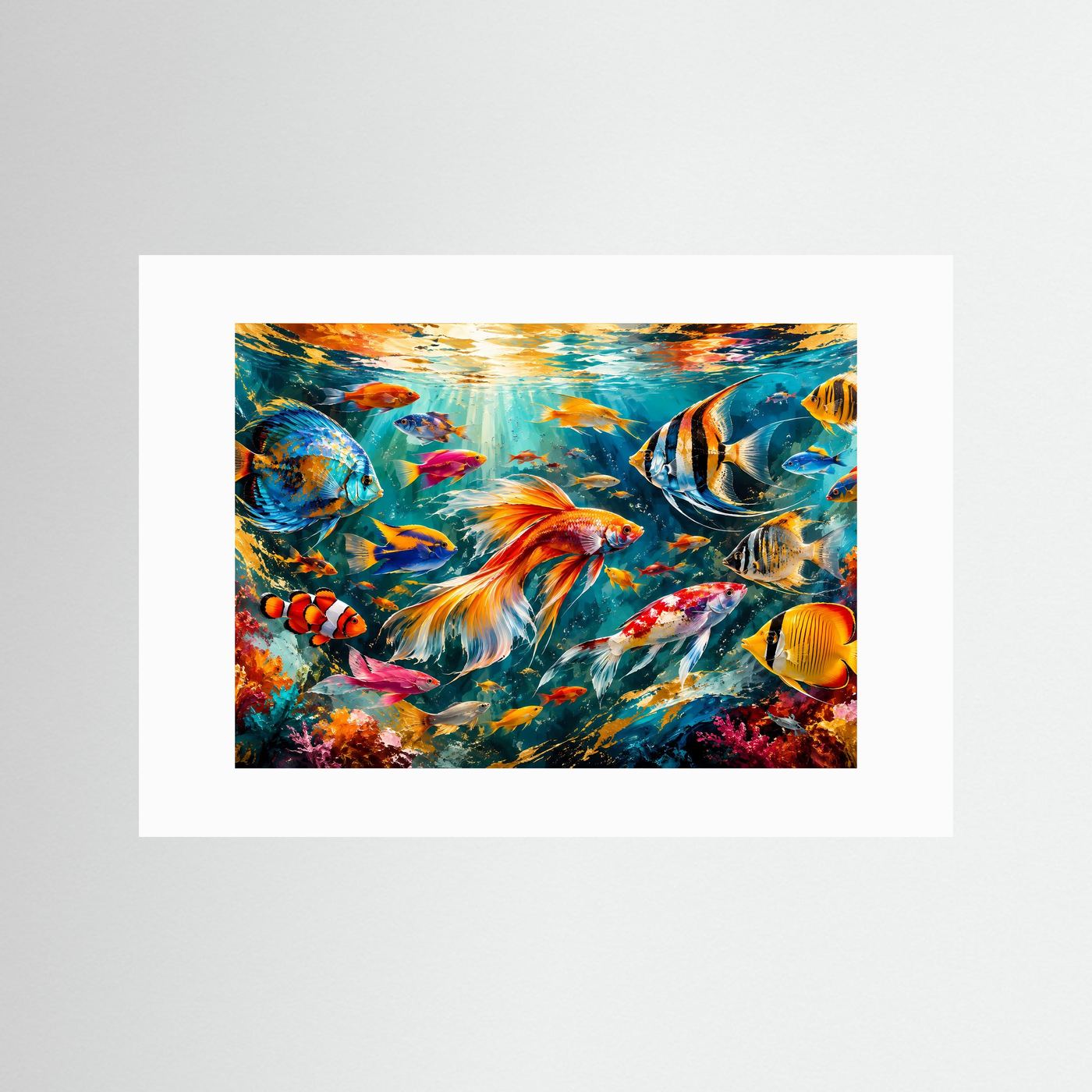 Unterwasserwelt in bunten Farben | Modernes Wandbild mit Korallenriff & exotischen Fischen