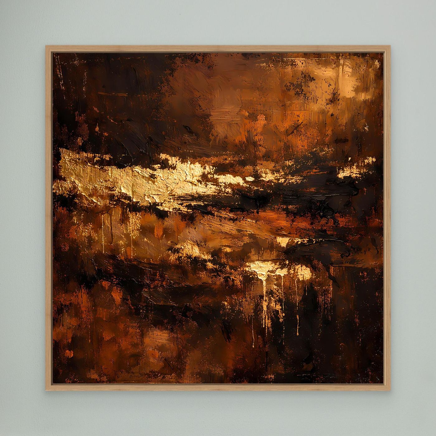 Leinwand Abstraktes Ölgemälde in Gold und Bronze | Modernes Luxus Wandbild