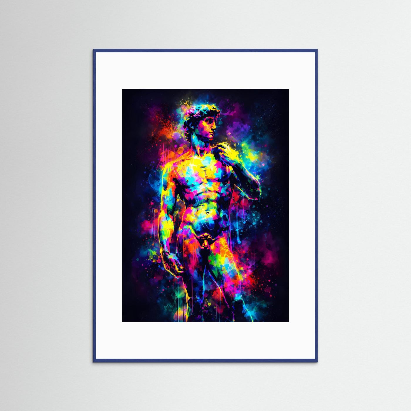 Die Renaissance der Farben | Modernes David Skulptur Poster bunt | Abstraktes Pop Art Kunstposter Hochformat