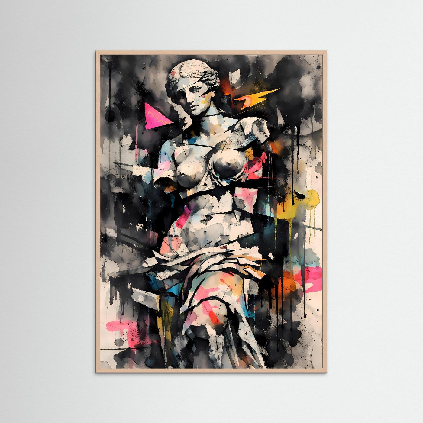 Die Dekonstruktion der Schönheit | Venus von Milo Poster in Graffiti-Optik & Pastellbunt | Abstraktes Kunstposter Hochformat