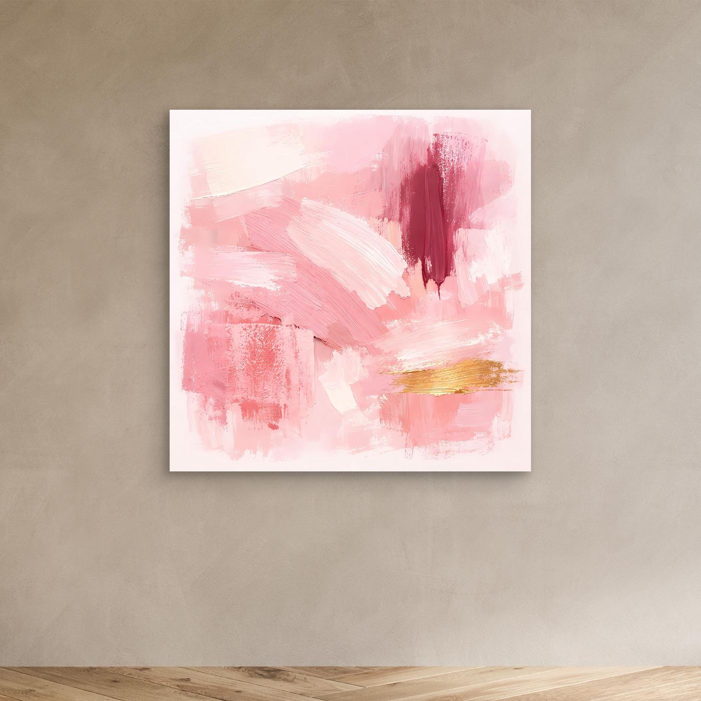 Leinwand Abstraktes Gemälde in Rosa und Gold | Modernes Elegantes Wandbild Pastell