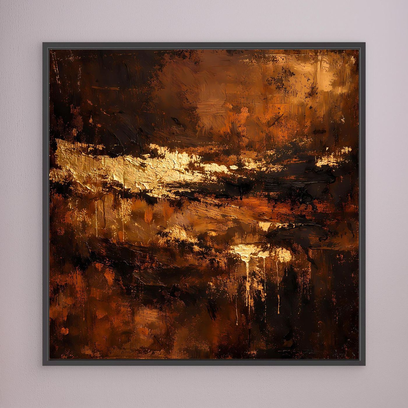 Leinwand Abstraktes Ölgemälde in Gold und Bronze | Modernes Luxus Wandbild