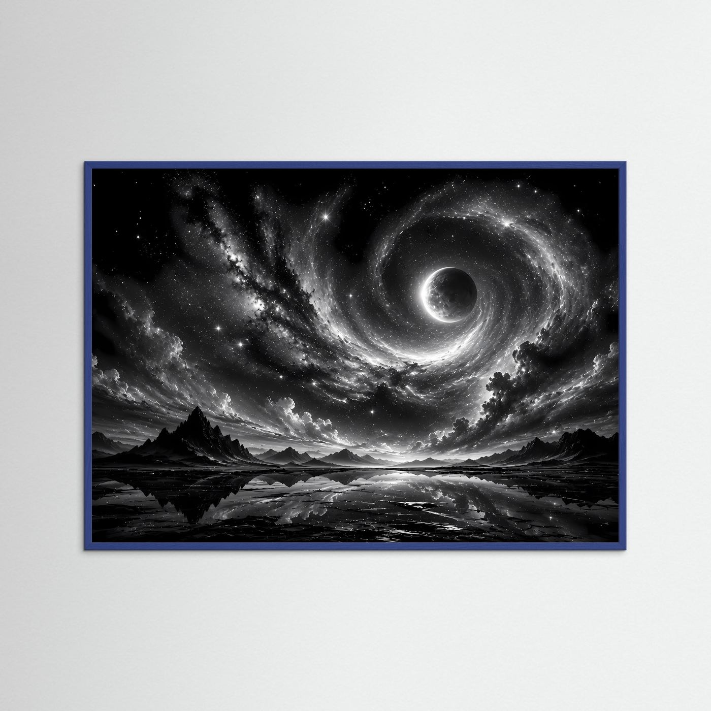 Schwarz Weiß Weltall Poster | Kosmisches Universum Wandbild | Abstrakte Galaxie Modern | Monochrome Wandkunst