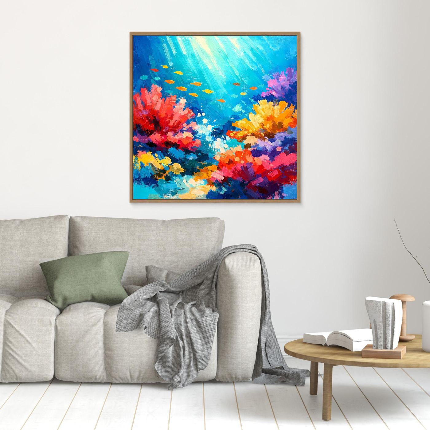 Leinwand Abstraktes Korallenriff Unterwasser | Modernes Ozean Wandbild Bunt